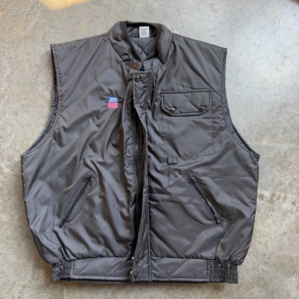 Vintage Union Pacific Railroad Mens Size XL Zip Up Vest Jacket Coat NLHB